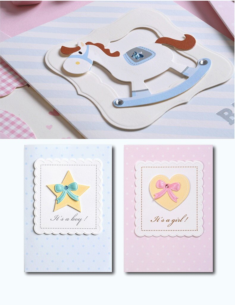 Eno Groet Baby Kaarten 3D Papier Jongetje Meisje Handgemaakte Kaarten Leuke Baby Mini Cards