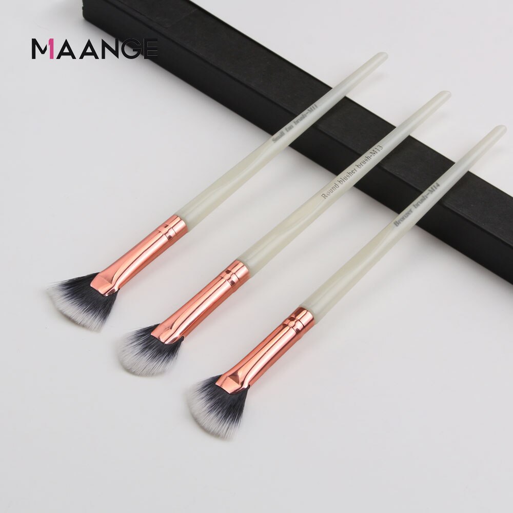 MAANGE – ensemble de pinceaux de maquillage Pro, 3/5/12 pièces, ombre à paupières, Eyeliner, brosse à sourcils, outils de mélange de beauté: 3pcs White