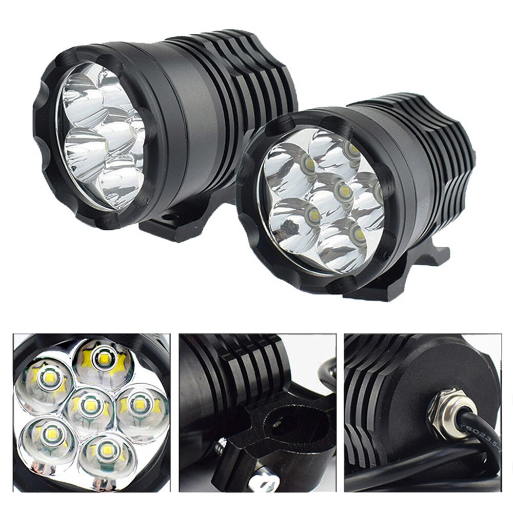 2pcs 60W Motorcycle LED Auxiliary Light Driving Spot Headlamp Fog Light Motorcycle Headlight Lamp 6000K White 12V