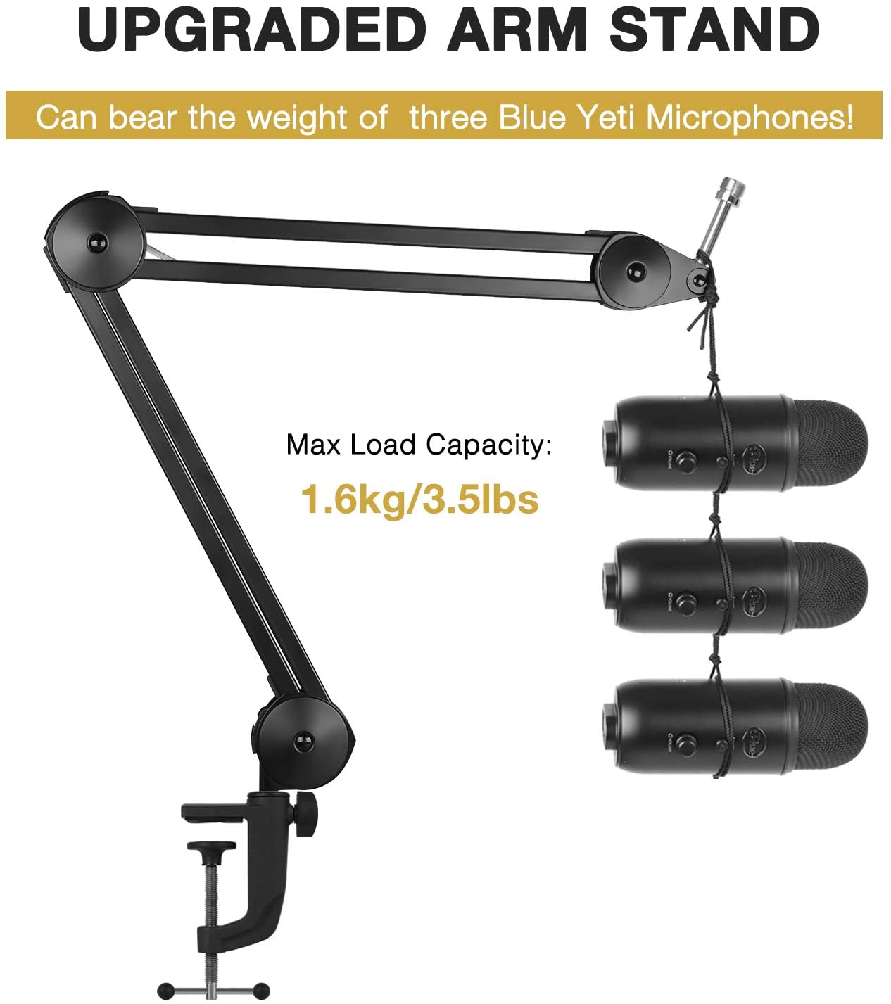 Soporte de micrófono para pantógrafo, brazo de suspensión ajustable, resistente, con filtro Pop, para Blue Yeti Bm 800