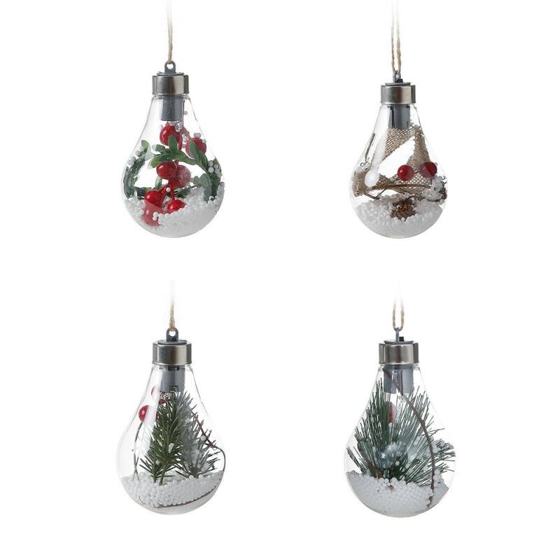 Luz led transparente ornamento de natal do vintage lâmpada árvore de natal decoração iluminação ao ar livre pingente lâmpada bola suprimentos