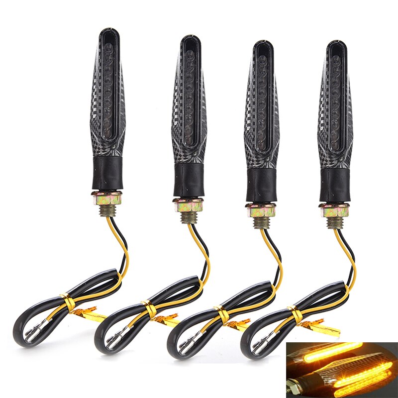 1x Universal Motorcycle Carbon 12 Led Richtingaanwijzers Indicator Amber Light