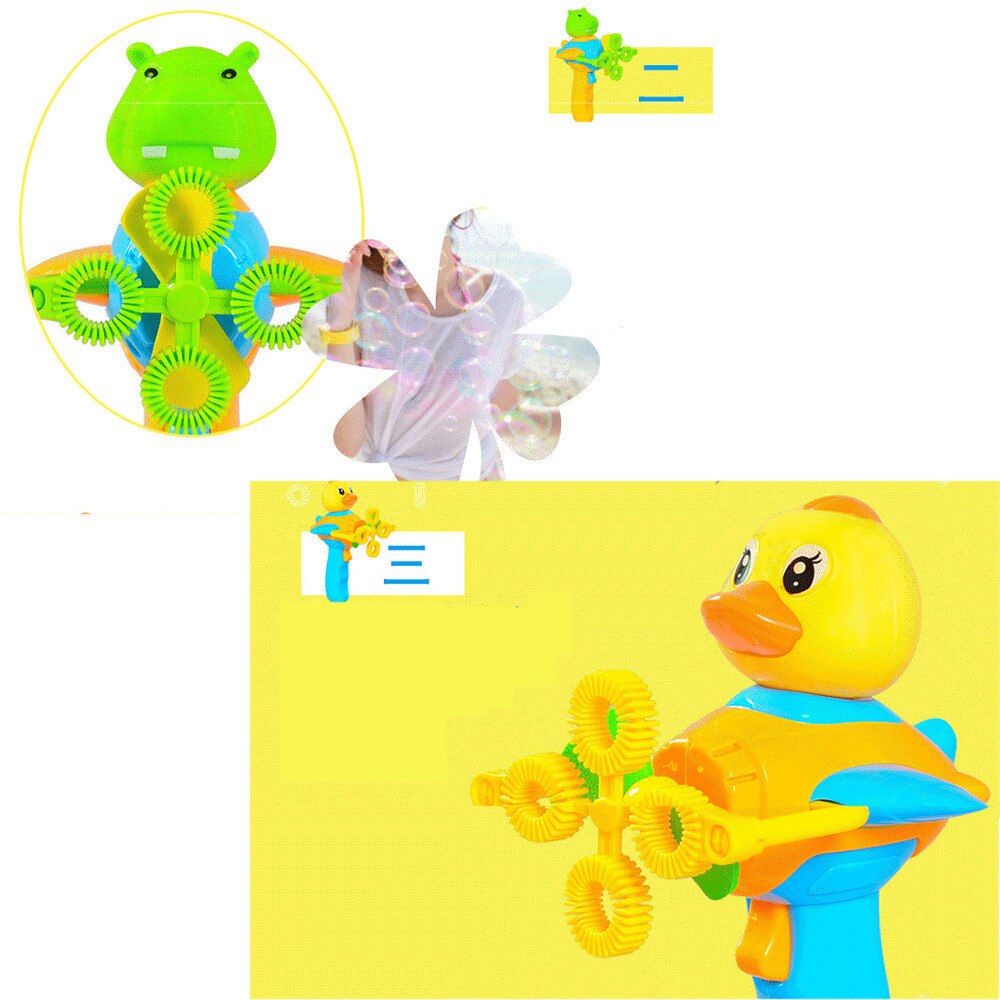 Summer Children's cartoon Water Gun hand-held automatic electric four-hole blowing bubble toy Birthday n#