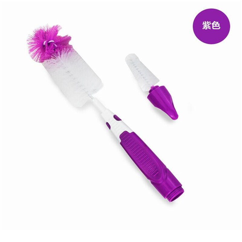 Bottle Brush Sponge Plastic Glass Milk Water Cup Cleaning Feeding Bottle Dummy Nipple Pacifier Brushes Tube Cleaner: Purple