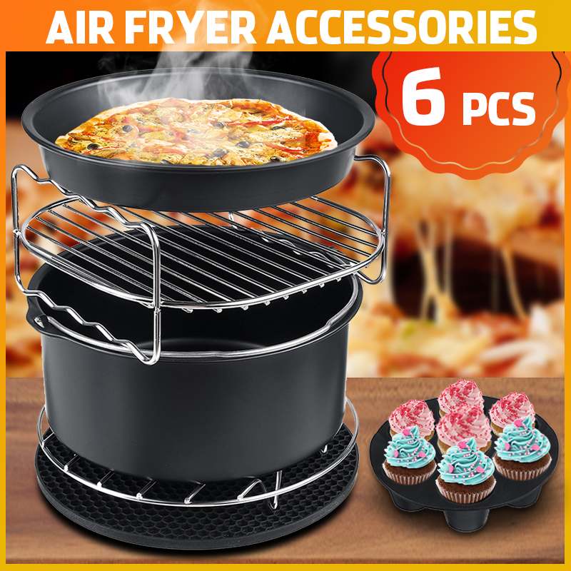 6 PCS Air Fryer Accessories Set for 7 inch and Larger Size Air Fryers Electric Deep Air Fryer