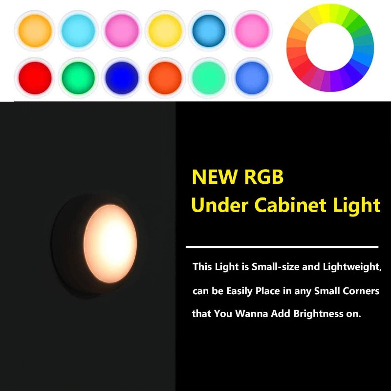 Trådløs skaplampe med fjernkontroll led-dimbar nattlampe rgb-farget led-lys for garderobebelysning i hjemmet