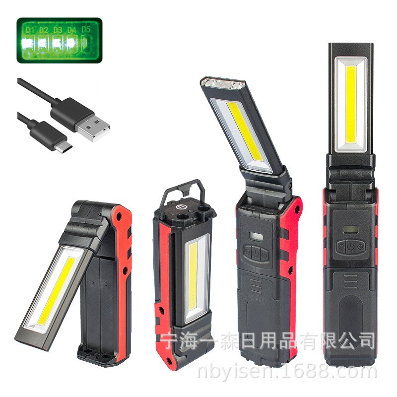 Usb Oplaadbare Werken Licht Camping Zaklamp Waterproof Torch Ingebouwde Batterij Cob Led Lantaarn Linternas Met Magneet/Haak