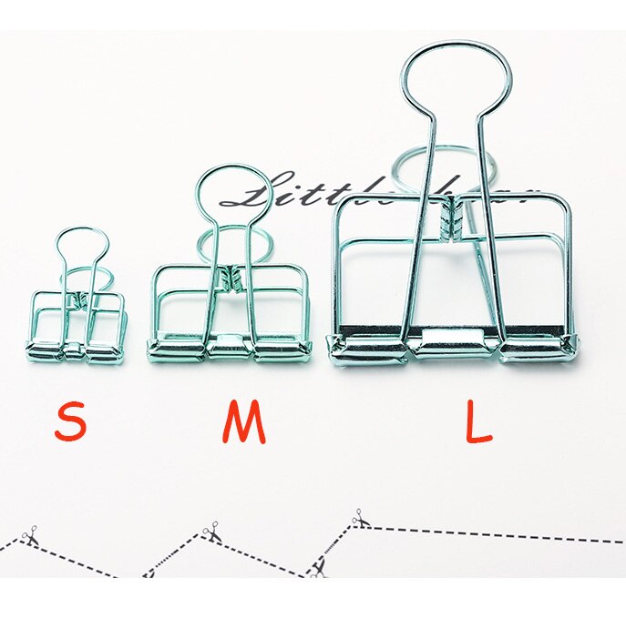 1 PCS Novelty Solid Color Hollow Out Metal Binder Clips S M L Notes Letter Paper Clips Marking Office Stationery Supplies