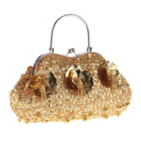 Women Clutch Bags Beads Evening Bags Exquisite Ladies Beaded Embroidered Wedding Party Bridal Handbag Mini Sequin Bags: Gold