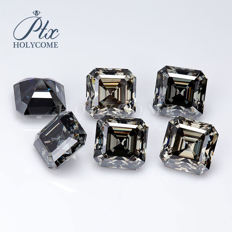 Stones jewelry gray color asscher cut 1ct loose moissanite diamond gemstones