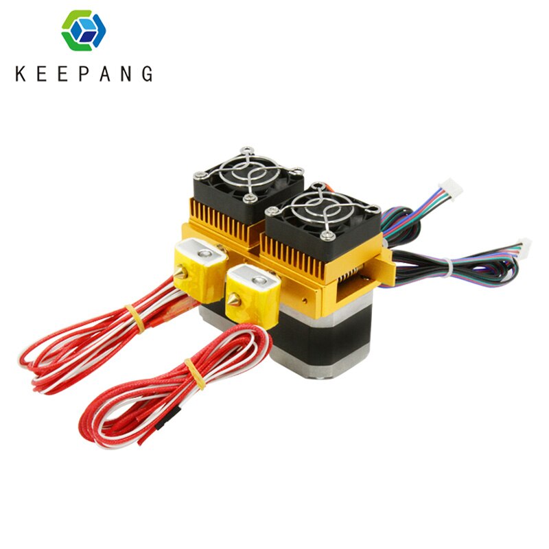 12V 40W MK8 Dual Head Extruder 3D Printer Extruder 0.4mm Nozzle Double Hotend Extrusion 1.75mm Filament with Motor Fan 3D Parts