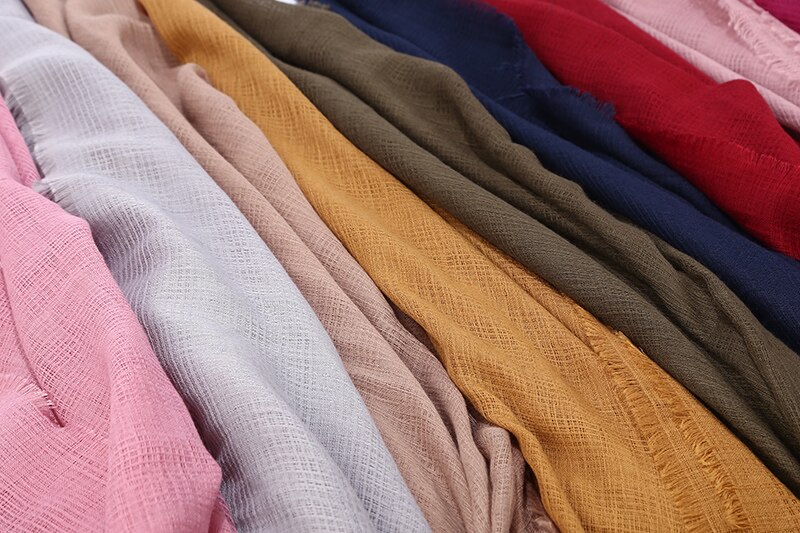 Solid maxi plaid hijab tørklæde sjaler muslimske tørklæder blød bomuld hijab pashmina wraps pandebånd tørklæder stor størrelse 180*90cm
