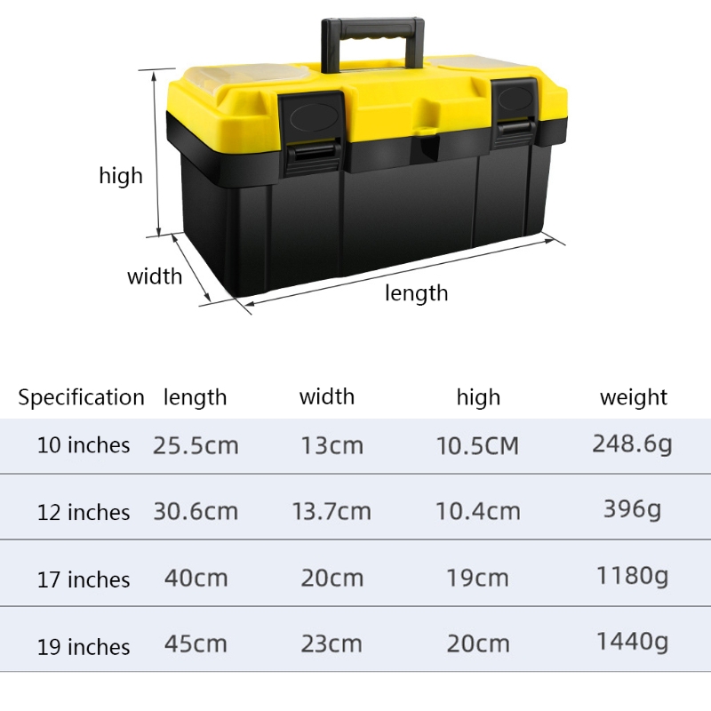 Multifunctional Plastic Hardware Toolbox for Household Storage Electrician Woodworking Toolbox with Removable Tray workpro