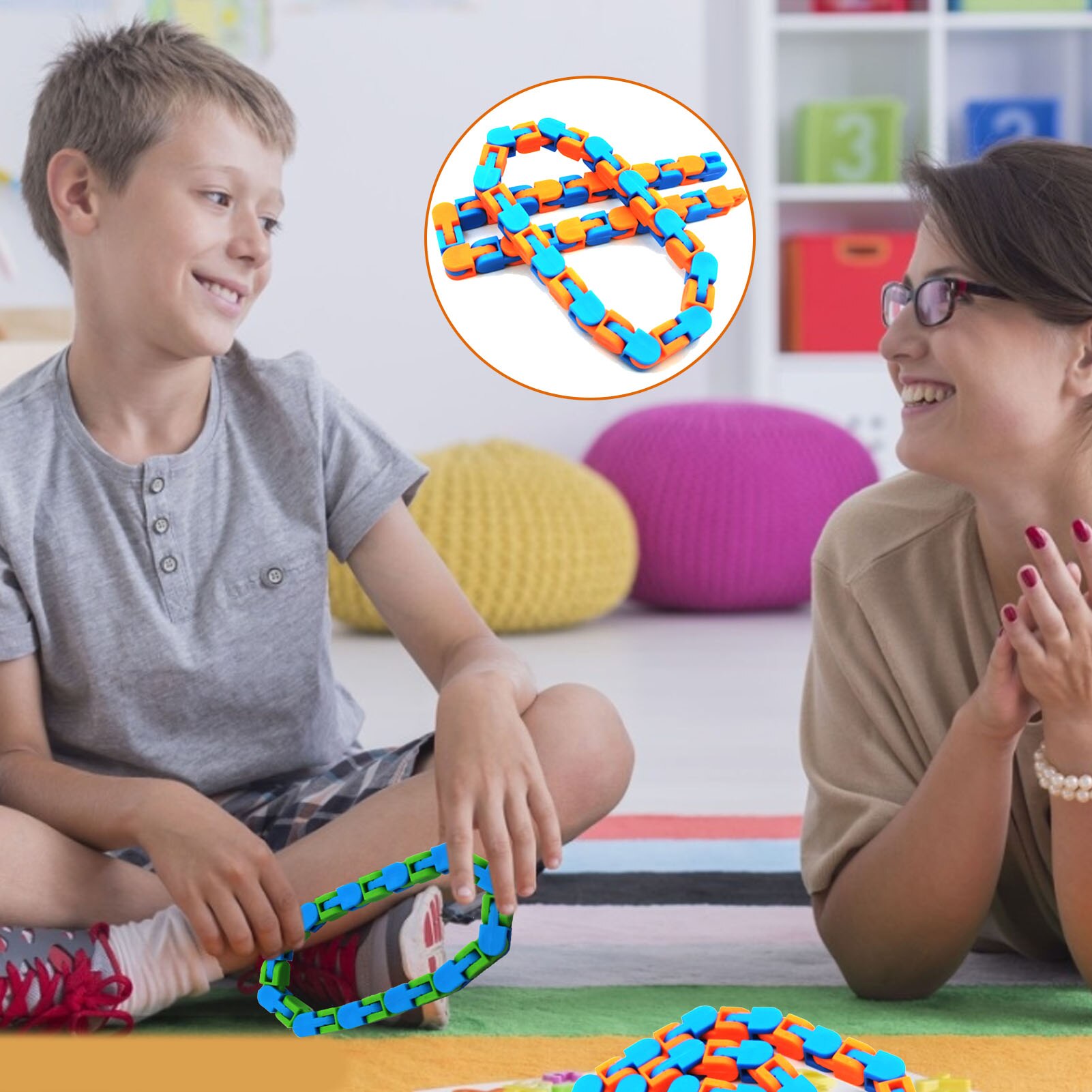 3Pcs Wacky Tracks Snap En Klik Speelgoed Kids Autisme Snake Puzzels Classic Sensory Speelgoed Voor Kinderen