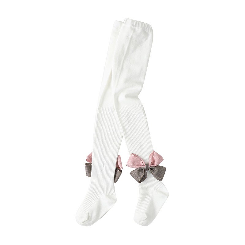 Baby Meisjes Gebreide Katoenen Leuke Boog Panty Baby Leggings Meisjes Dans Broek O: WHITE / 3M