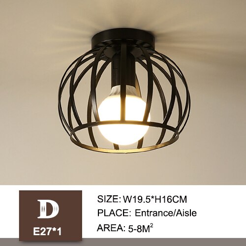 Jerngang loftslamper minimalistisk nordisk vintage balkon,køkken loftlampe foyer jern indgang små loftslamper: D