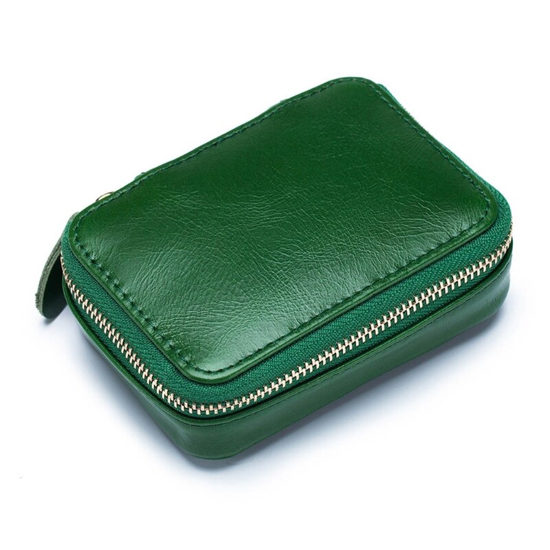 Vrouwen Mini Reizen Lippenstift Make-Up Tas Met Spiegel Vrouwelijke Casual Cosmetische Houder Portemonnee Effen Kleur Toilettas Organizer Bag: green