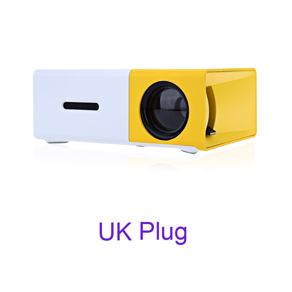 Salange YG300 Mini Projector LED Projector 500LM Audio HDMI USB Mini YG-300 Proyector Home Theater Media Player Beamer: Yellow UK Plug