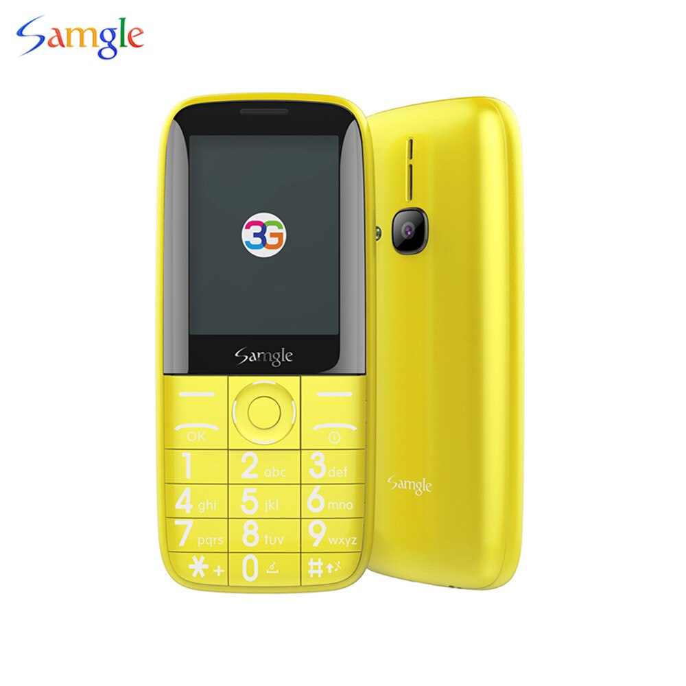 Samgle ZOEY F3 WCDMA 3G Bar Feature Phone Big Keyboard For Elder Support Whatsapp Facebook Twitter Color Display Torch: Add 16G TF card / yellow