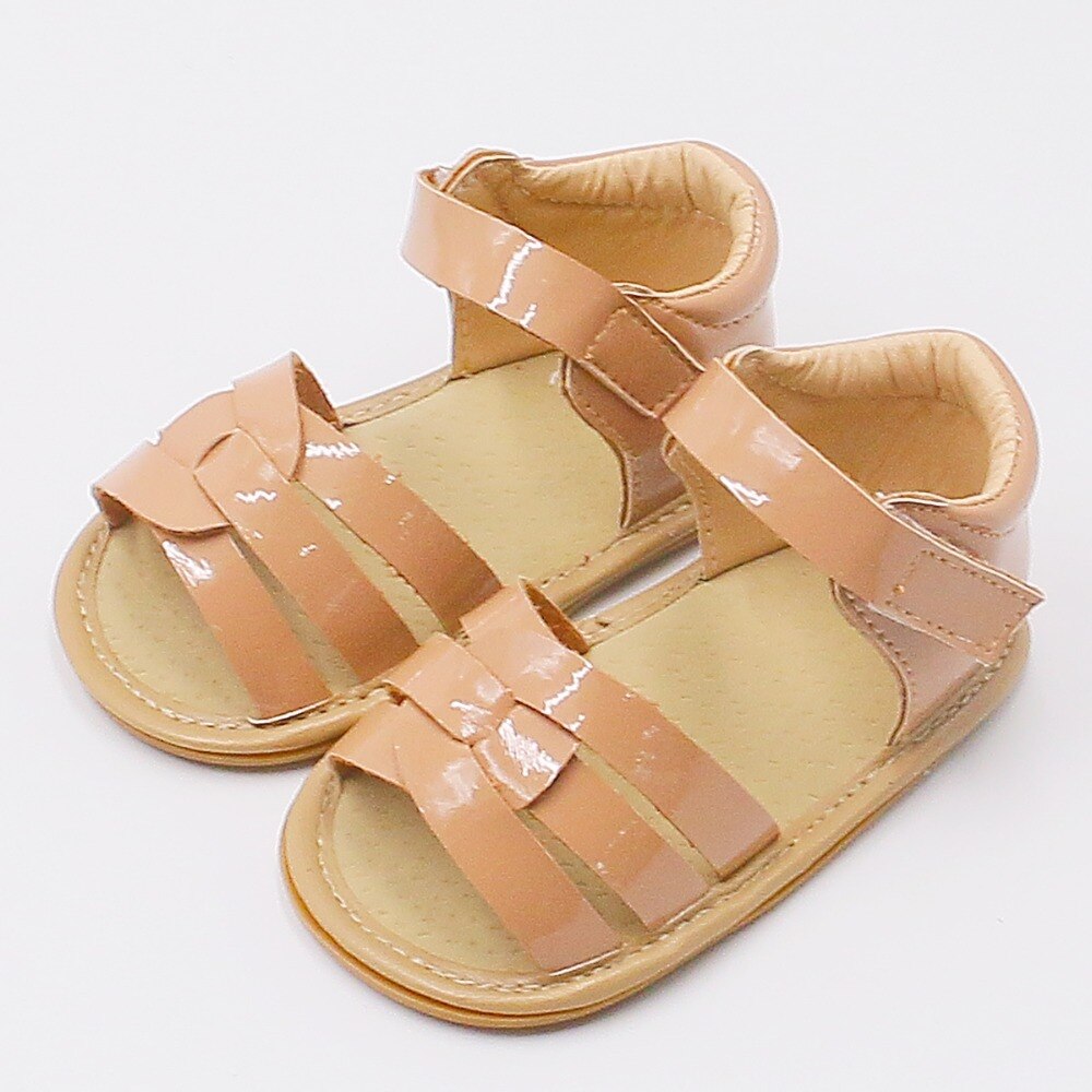 Sandalias de verano para bebé niña, de piel sintética, color caqui, zapatos para bebés, mocasines antideslizantes con suela de goma para bebés de 0 a 18M