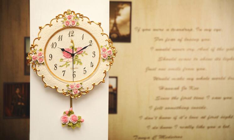 021025 europewall klockor rosor vardagsrum sovrum stum klocka harts klockor, saat, orologio, parete, morden