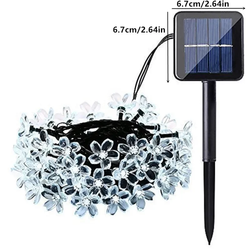 LED-Gartenleuchten für den Außenbereich, Hochzeitsdekoration, 8 Modi, Kirschblüten, Solar-Lichterkette, Weihnachtsfeier, Dekoration, Lichterkette