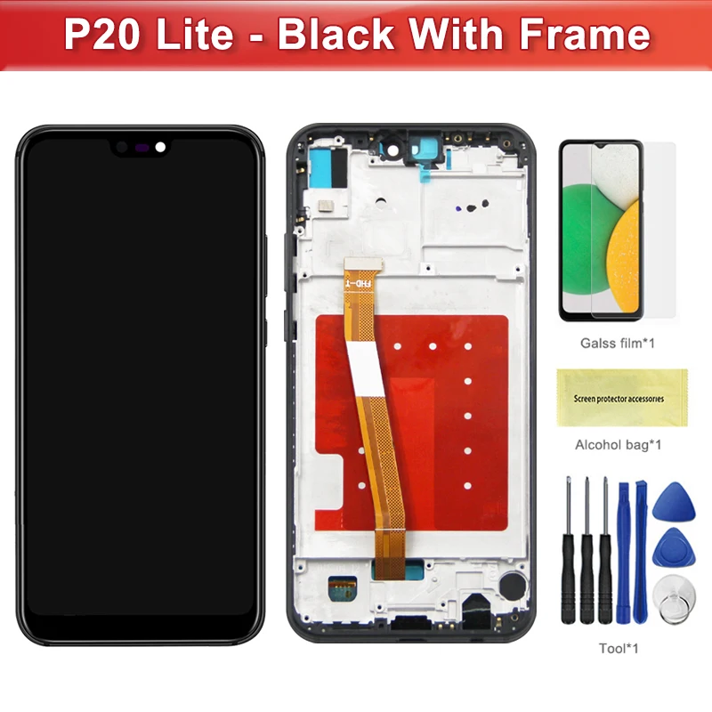 OEM For HUAWEI 5.84''P20 Lite For Nova 3e ANE-LX1 LX3 LX2 LCD Display Touch Screen Digitizer Assembly Replacement: black