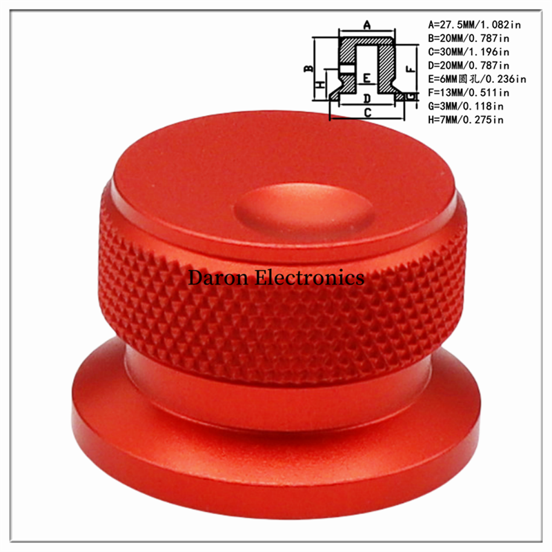 Bouton solide en alliage d'aluminium de couleur, capuchon de bouton de potentiomètre 30x20, capuchon de réglage rotatif pour instrument d'appareil ménager: Rouge