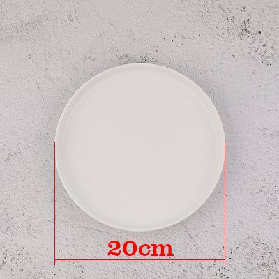 Matte Ceramic Plate Steak Dish Lunch Tray Salad Dish for Food Photography Shooting Background Photo Studio Adornment Fotografia: White 20cm