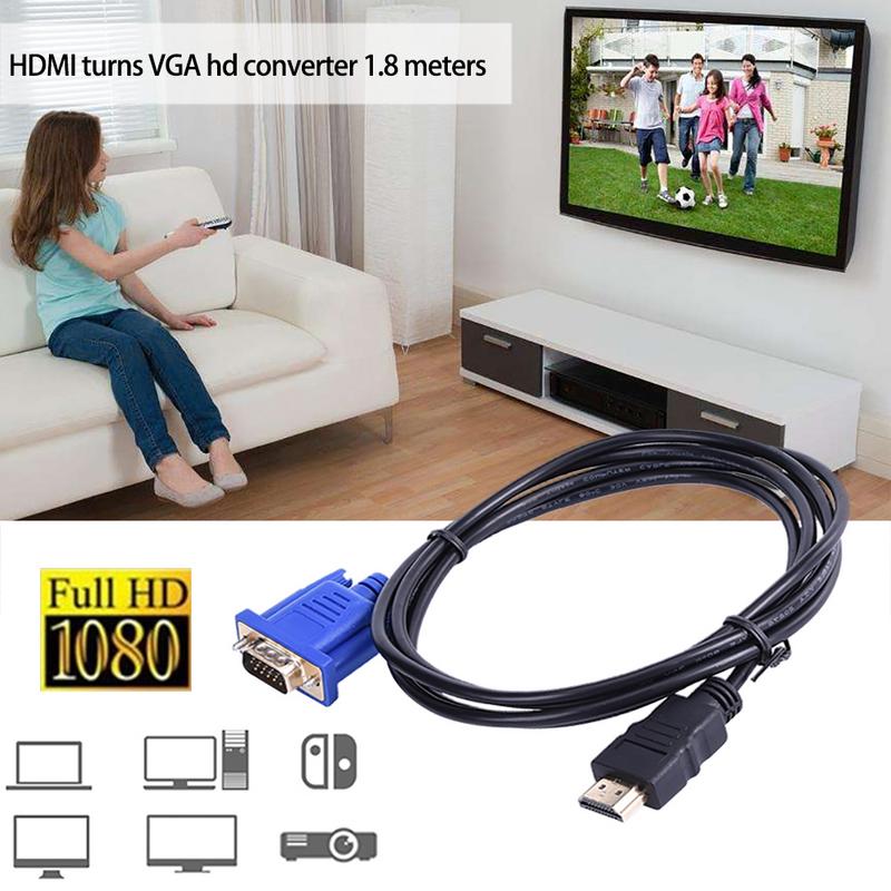 Universele 10.2 Gb/s Hdmi Naar Vga Hd Converter Kabel Pvc Hdmi Male Naar VGA15 Pin 1.8 M Lengte Videokabel adapter