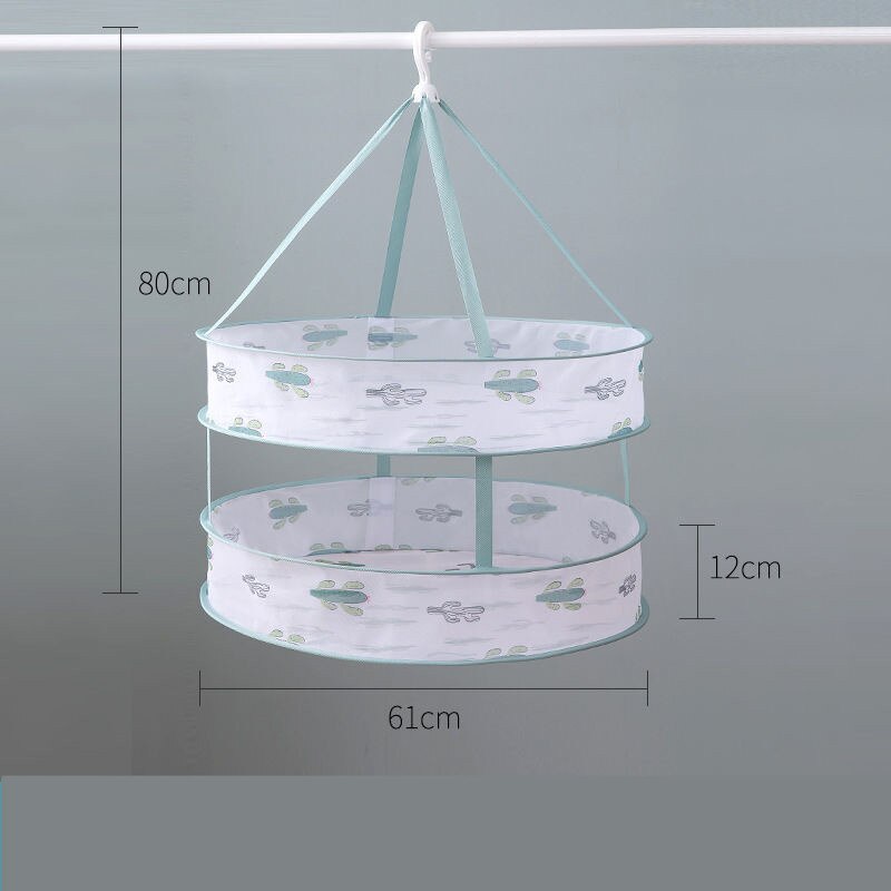 Cartoon Style Clothes Laundry Drying Net Single Double Layer Underwear Drying Basket Round Sweater Socks Drying Net Windproof: 1 layer D 61cm