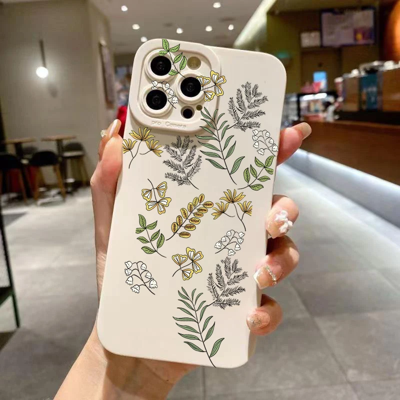 Coque de téléphone à motif de feuilles, étui souple pour Samsung Galaxy A15 A35 A55 A14 A34 A54 A13 A33 A53 A52 S25 S24 Ultra S23 S22 Plus S21 FE