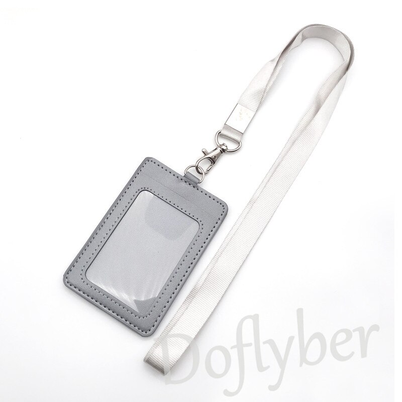 ID Work Card Holder with 15mm Neck Strap Rope Set Bank Employee Name Tag Badge Exhibition Lanyard Company Office Supplies: Grey