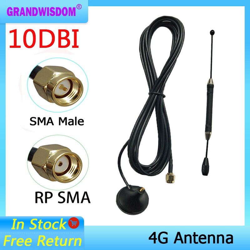 3G 4G LTE Antenne 10dbi SMA Männlichen Luft 698-960/1700-2700Mhz IOT magnetische basis 3M Sucker Antena wireless modem router repeater