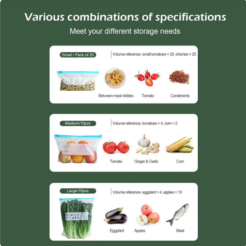 Ruoan säilytyspussit bpa-vapaat pakastuspussit vuotamattomat uudelleenkäytettävät tuorepussit vetoketjulliset säilytyspussit tiivistetyt pussit