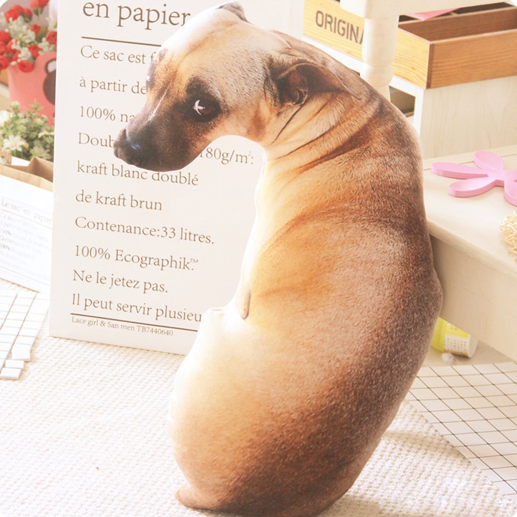 3D Simulatie Puppy Vorm Kussen Sierkussen Met Pp Katoen Innerlijke Home Decor Sofa Speelgoed Zachte Pluche Korte Hond Pop afneembare