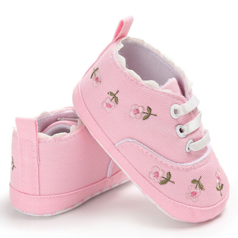 Pasgeboren Baby Baby Girl Canvas Prinses Ongedwongen Zachte Zool Prewalker Canvas Kant Borduurwerk Zachte Baby Schoenen Warm Prewalker 0- 18M: As Photo Show / 7-12 Months