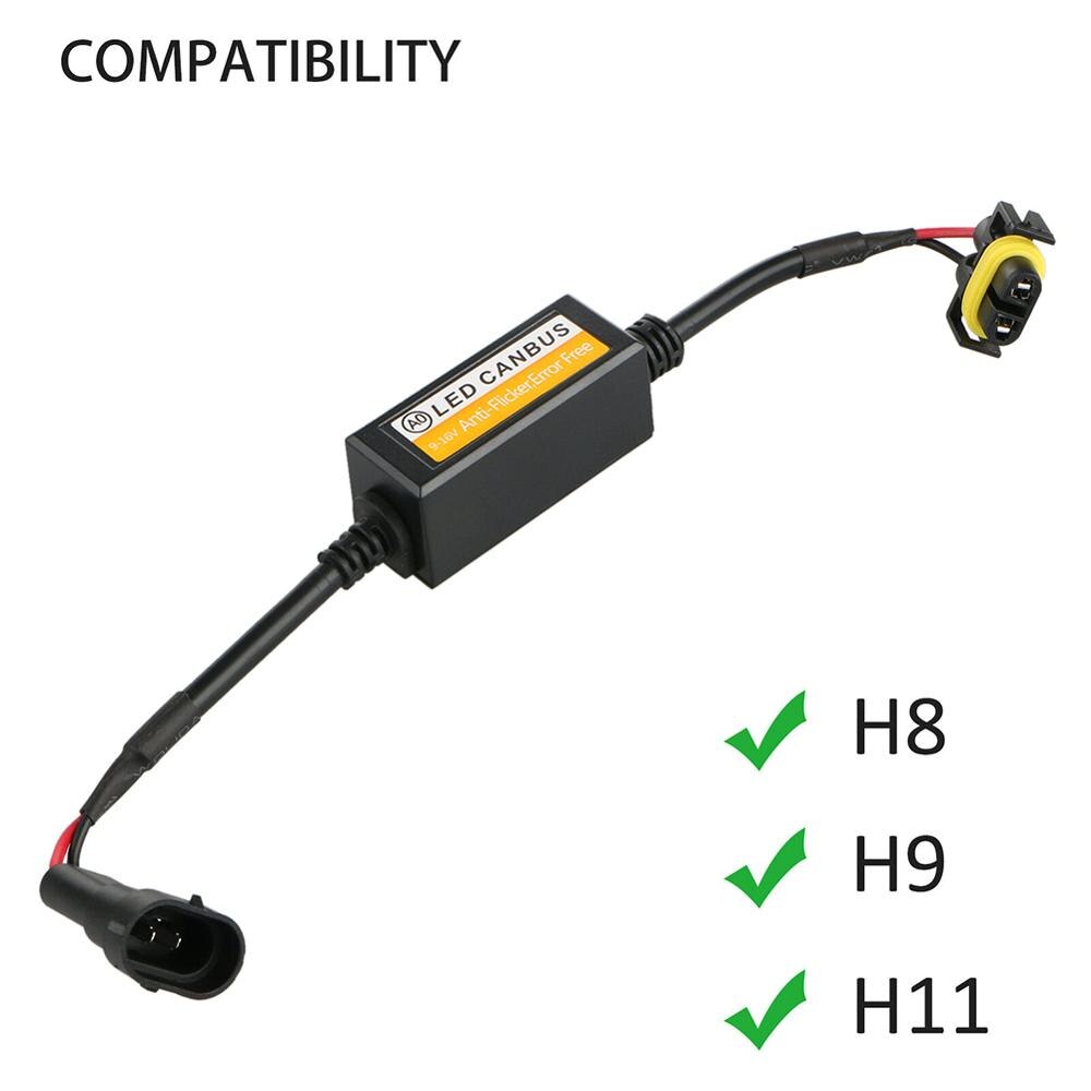 2x H11 faro LED Canbus Anti parpadeo libre de Error cancelador de resistencia decodificador Canbus cableado adaptador de descodificador arnés luz Decod