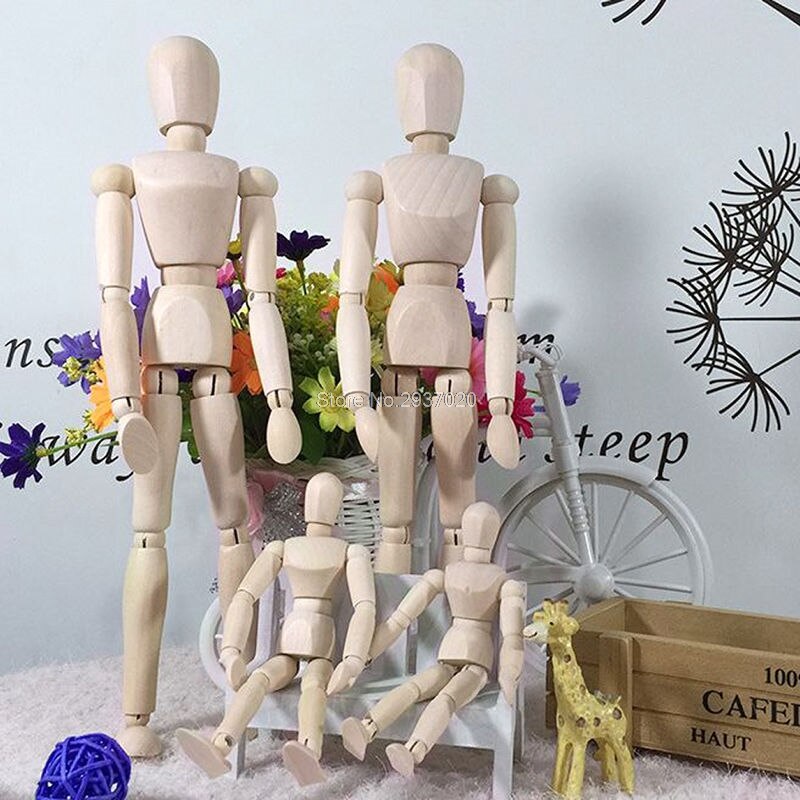1pc kunstner bevægelige lemmer mandlig træfigur model mannequin kunst klasse skitse
