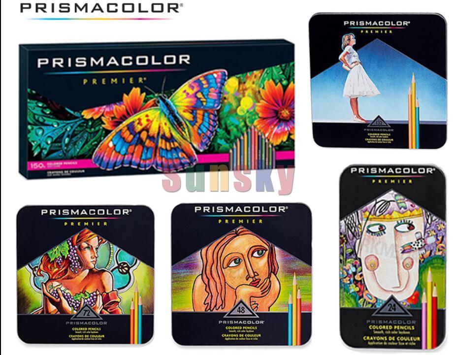 Prismacolor Premier Oily Colored Pencils 24/48/72/132/150 color Tin Box Set Soft Core Portrait Skin color