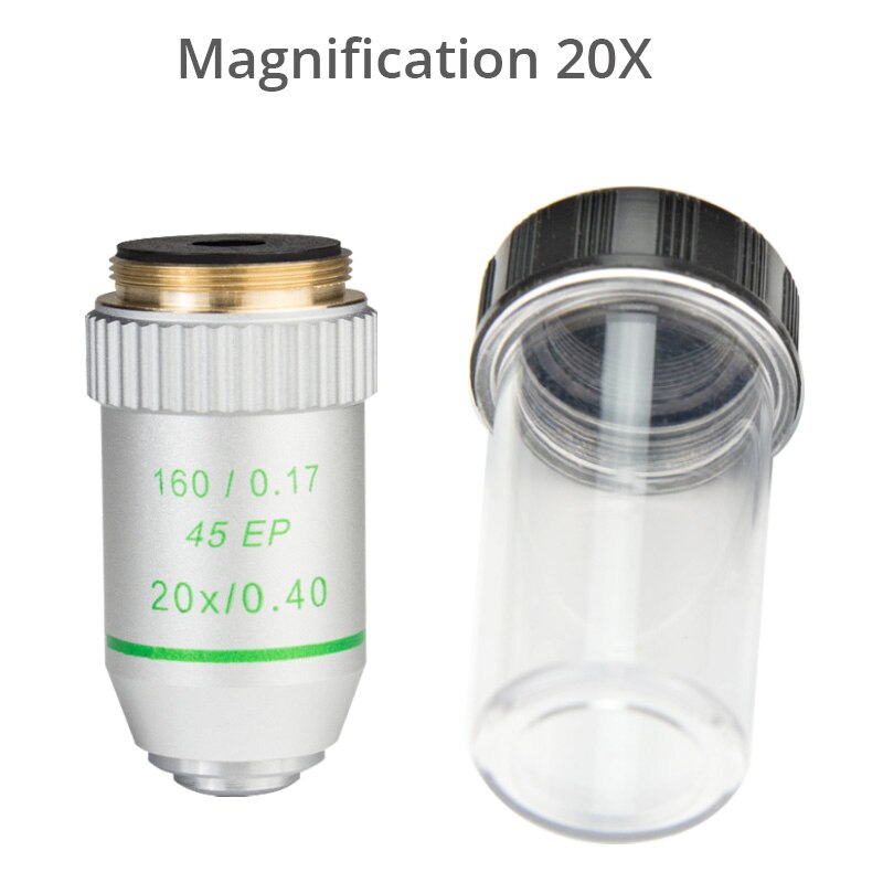 Semi-plan Achromatic Objective Lens 195 mm Conjugate Distance 4X/10X/20X/40X/60X/100X for Biological Microscope 160/0.17 45EP: 20x