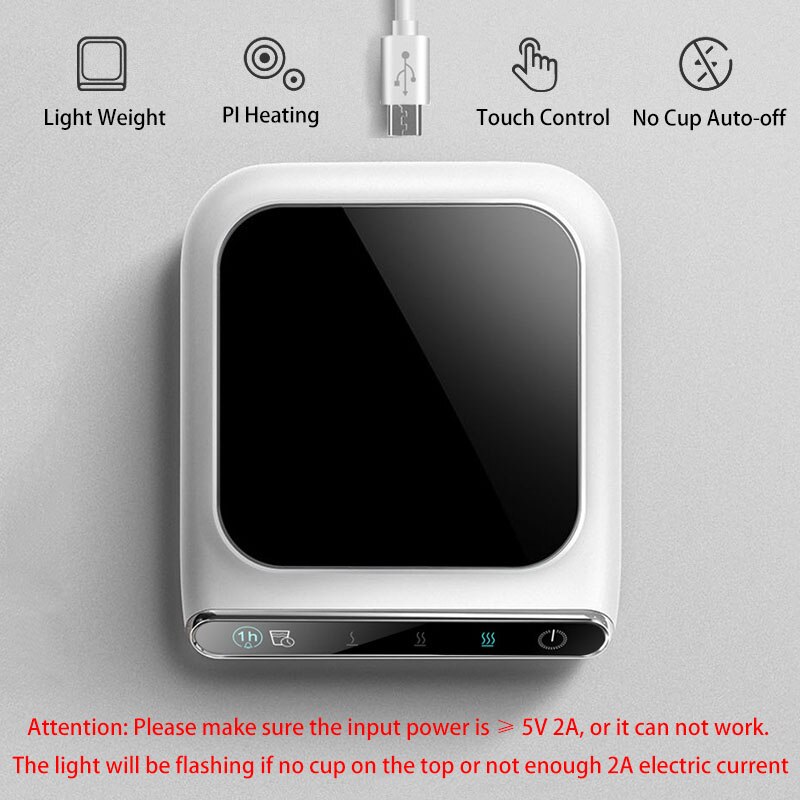 Potable USB Coffee Mug Cup Warmer for Office Desk Use Home Office Smart Electric Beverage Warmer with 3 Temperature Settings