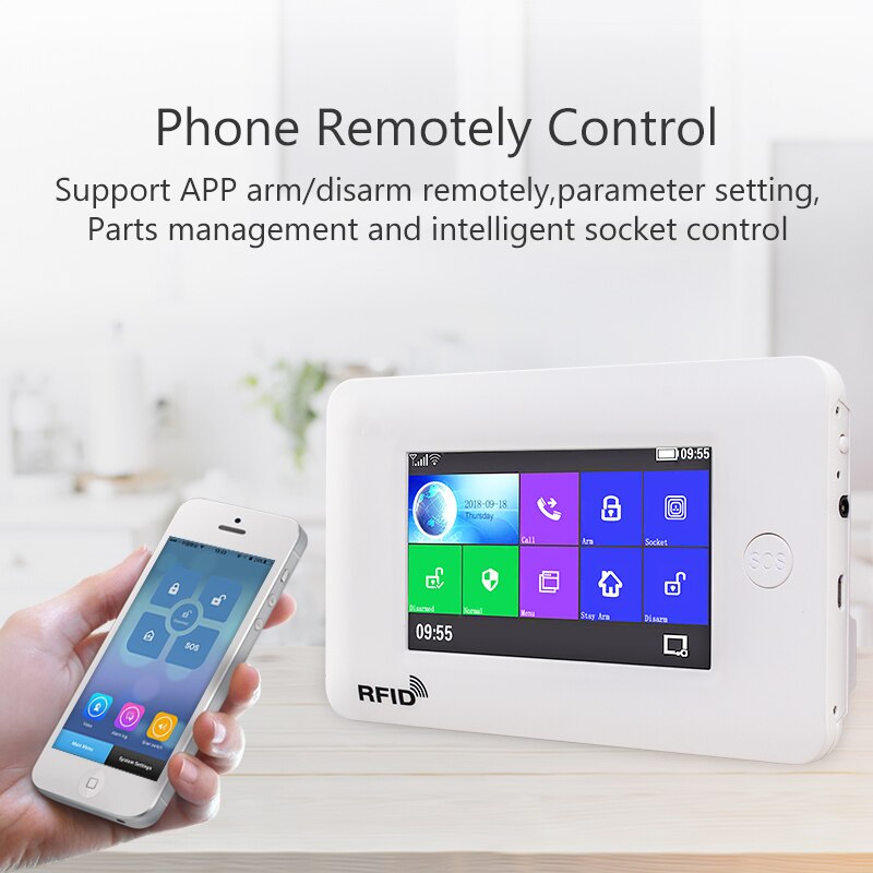 Pg106 pgst wifi gsm grrs draadloos alarmsysteem wifi inbraakbeveiliging alarm kit app-bediening voor android en ios smartphone
