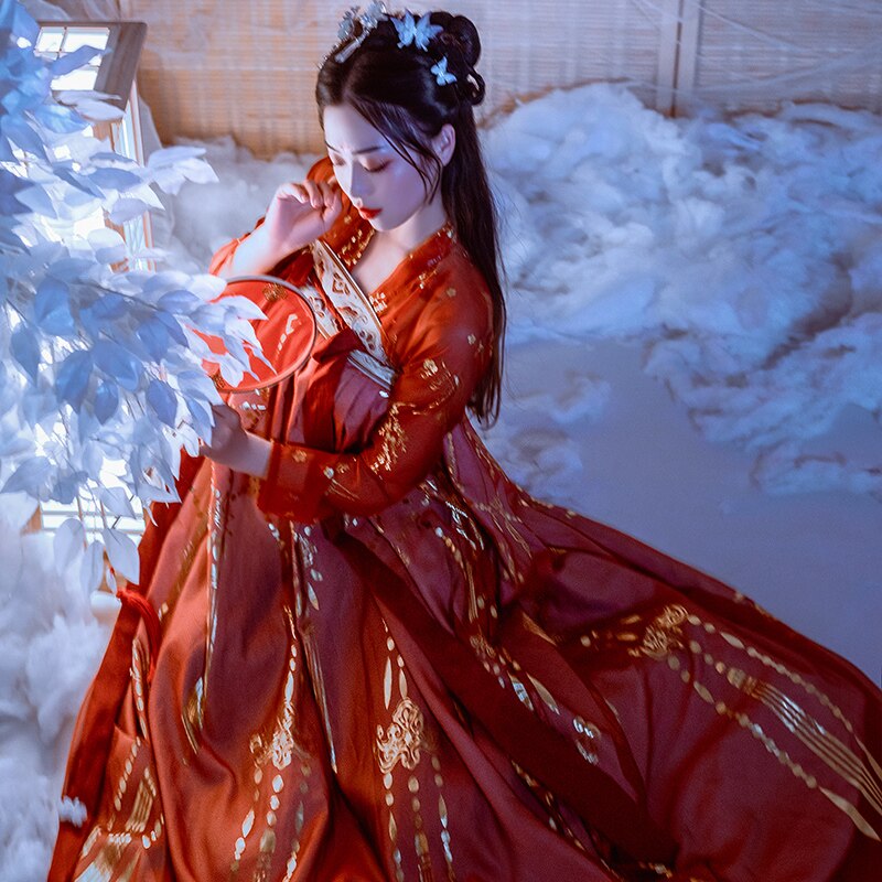 verrotten Hanfu Chinesische Alte Kleid Seetang-dynastie Kostüm Weibliche Erwachsene Traditionelle Chinesische Kleidung Frauen Leistung Tragen DNV12778