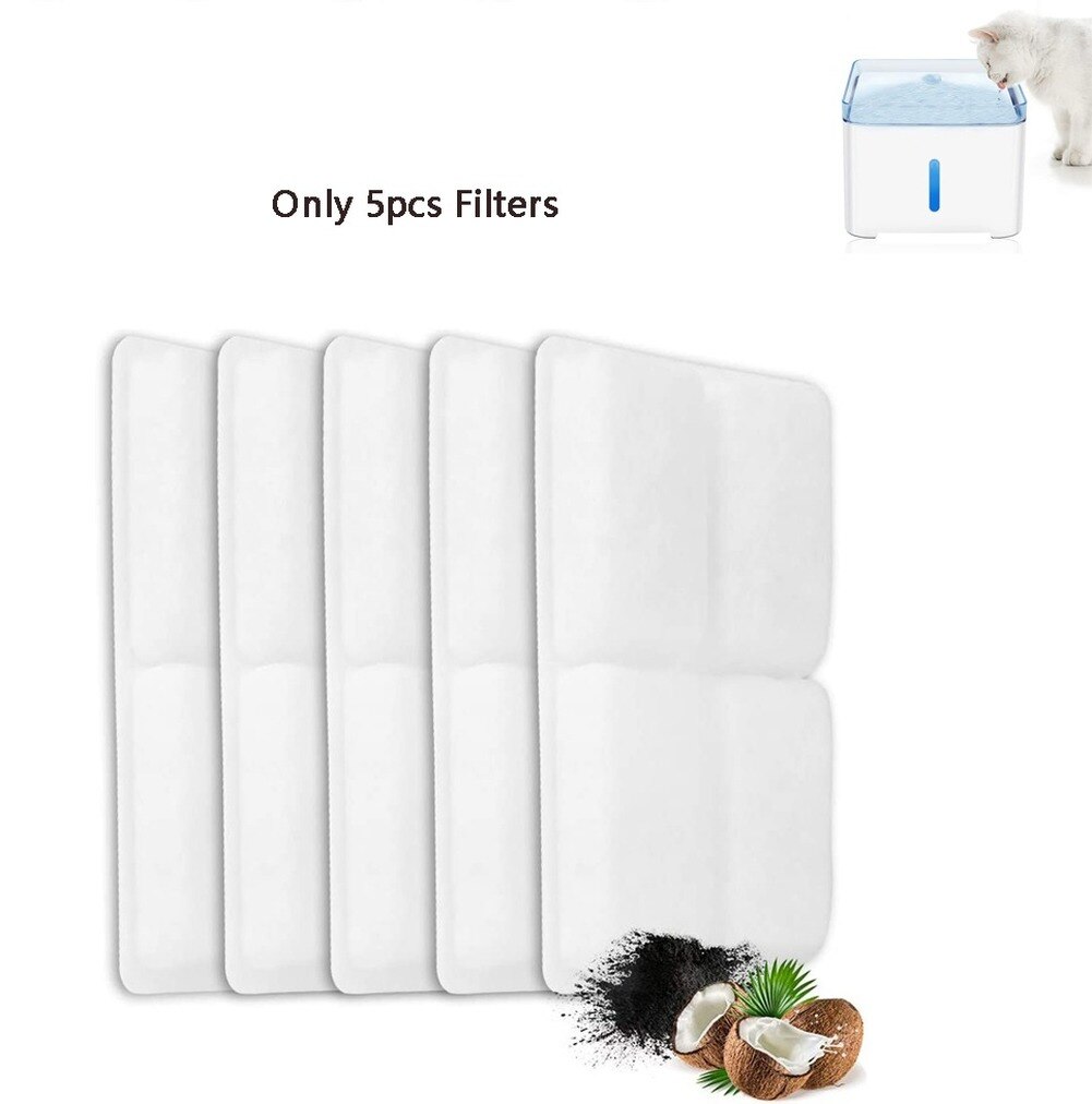 5 Pack Kat Fontein Filters Huisdier Fontein Vervanging Filters Met Kokosnoot Actieve Kool Geschikt Voor 2L Water Dispenser: Default Title