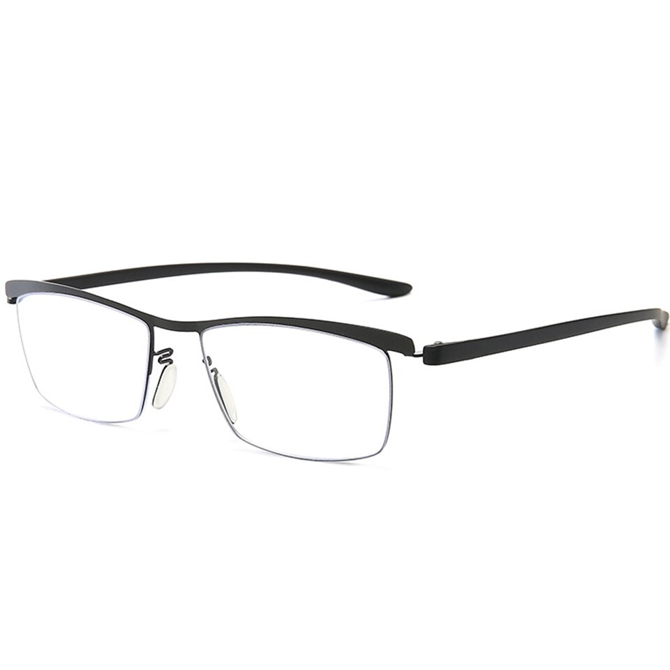 Progressive Bifocal Prescription Glasses Unisex Half Frame Reading Glasses 360 Degree Ring Focus Presbyopia Glasses +1.00to+3.00: +250 / Black01