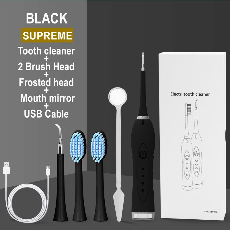Sonic Dental Scaler Zahn Zahnstein Entferner Ultra sonic Wiederaufladbare Elektrische Zahnbürste Flecken Zahnstein Werkzeug Bleichen Zahn Reiniger: Black 3