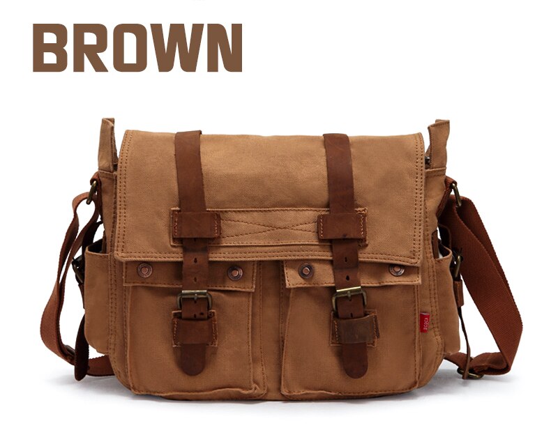 Markroyal Canvas Lederen Heren Grote Crossbody Tas Mannelijke Messenger Bag Schoudertas Grote Capaciteit Satchel: Brown