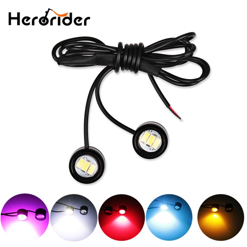 2 Stuks Motorcycle Led Strobe Light Flash Waarschuwing Remlicht 12V Spotlight Fish Eye Lens Lamp Amber Rood Blauw decoratieve Lamp