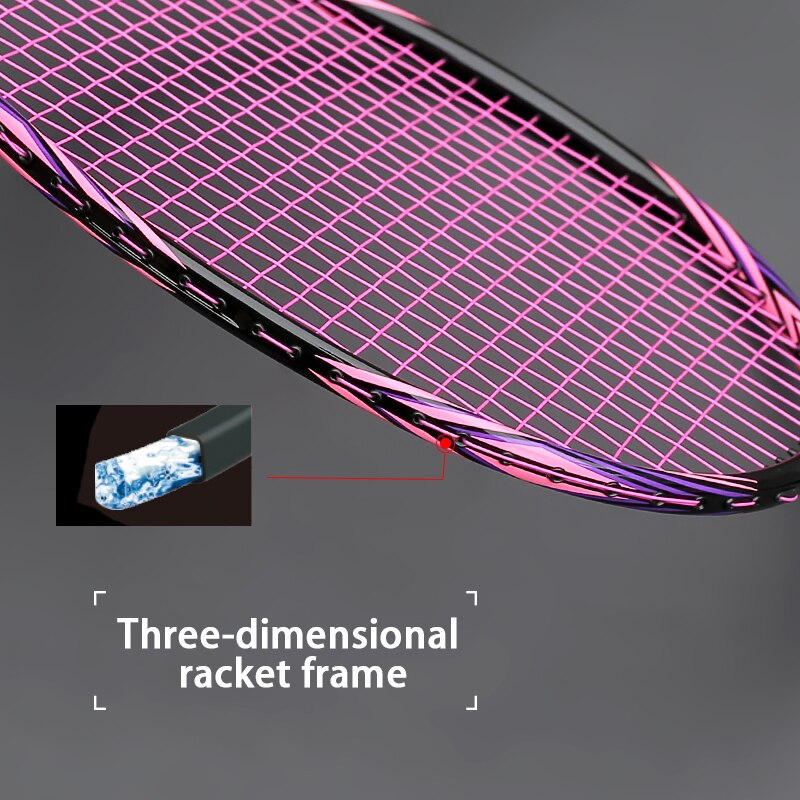 Top Super Licht 8U 62-67G Carbon Fiber Strung Badminton Rackets Offensive Type Racket Gratis Strings Zakken sport Racket